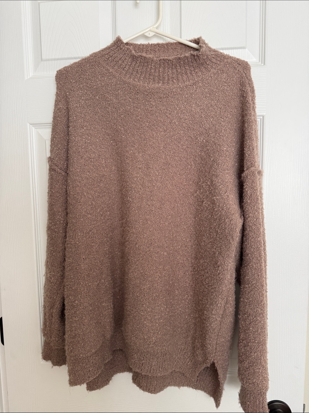 Altar'd State Plush Mock-Neck Sweater in Mauve Taupe